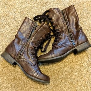 Brown Zip/Lace Up Mossimo Combat Boots 5.5